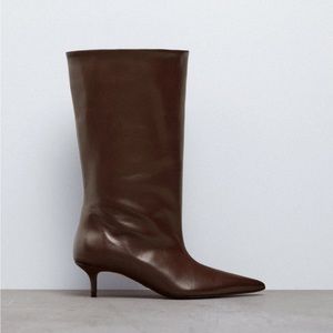 ZARA METALLIC LEATHER ANKLE BOOTS SZ 6